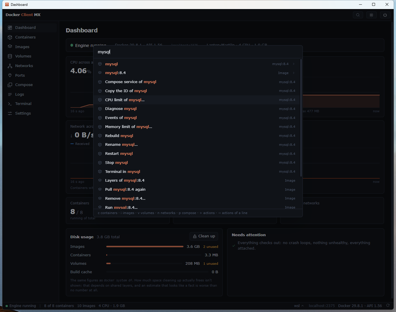 Screenshot: A typed command in the palette.